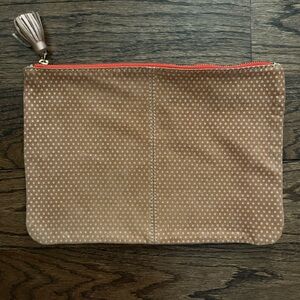 NWOT Anthropologie Metallic Bronze Suede and Leather Clutch.